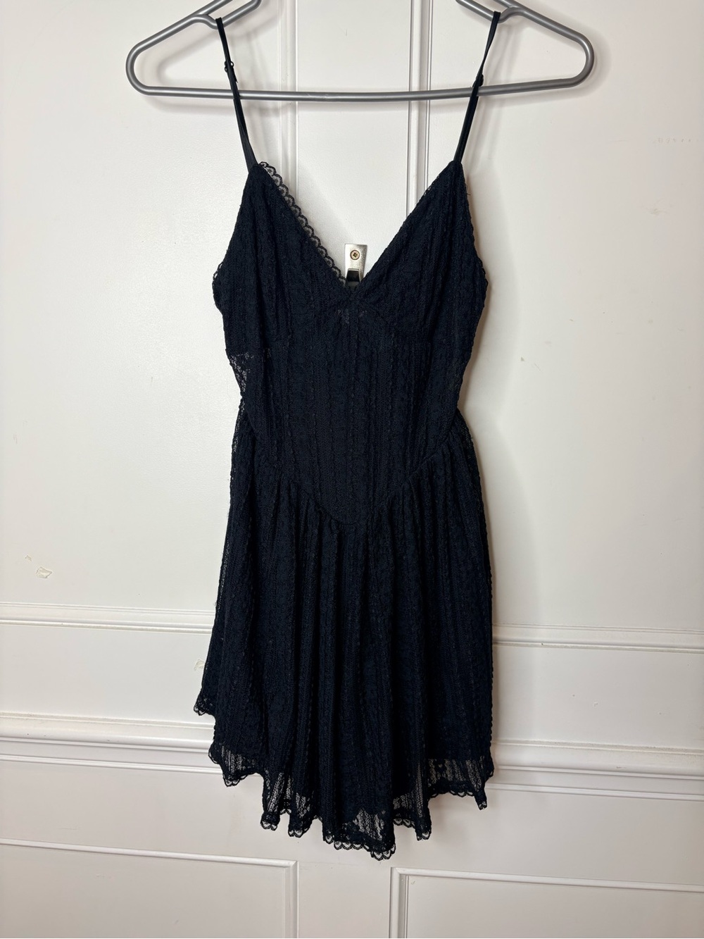 Urban Outfitters Black Lace romper with Spaghetti Straps